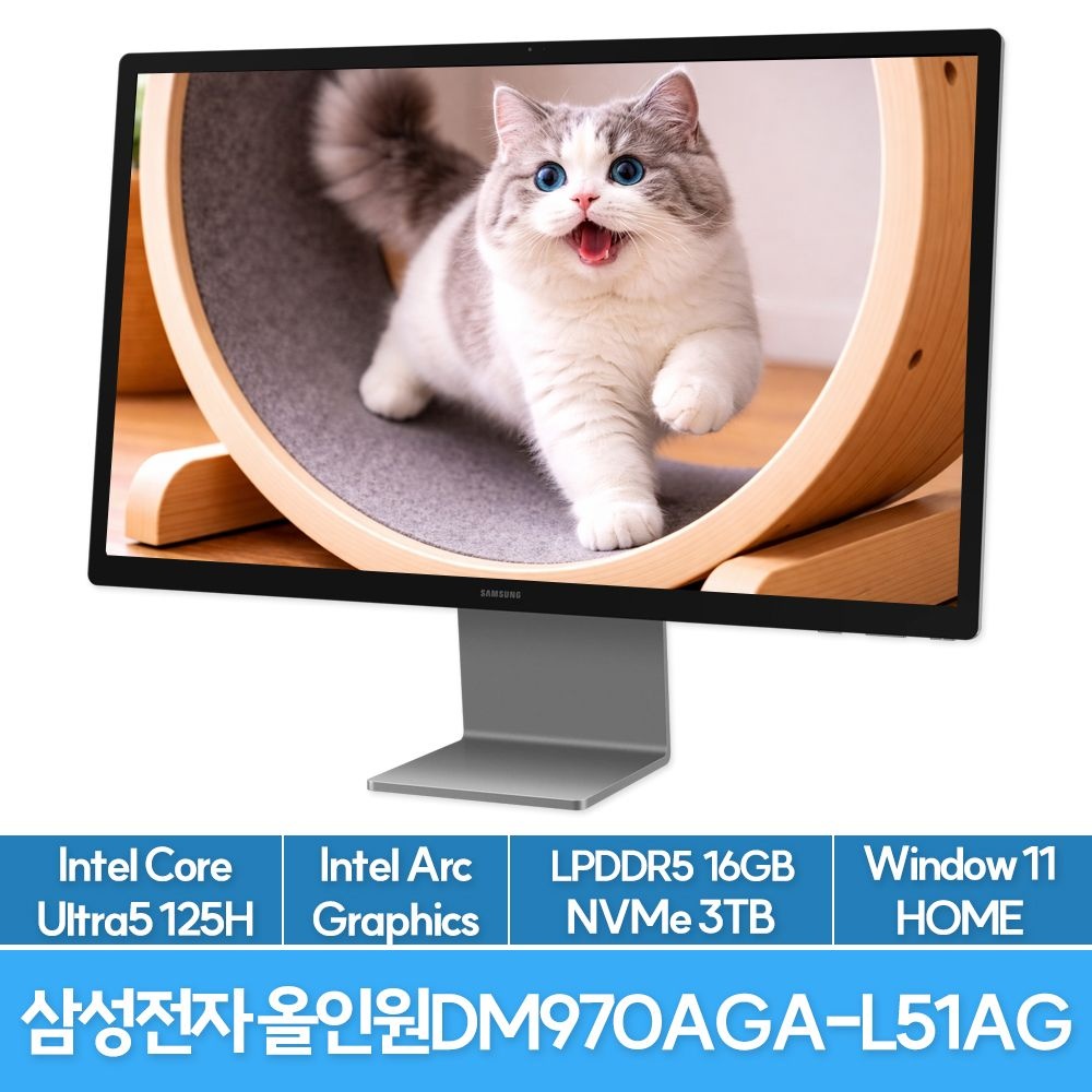 삼성전자 올인원 프로 DM970AGA-L51AG Ultra5 125H 16G 3TB 4K UHD WIN11HOME 27인치 일체형PC EU
