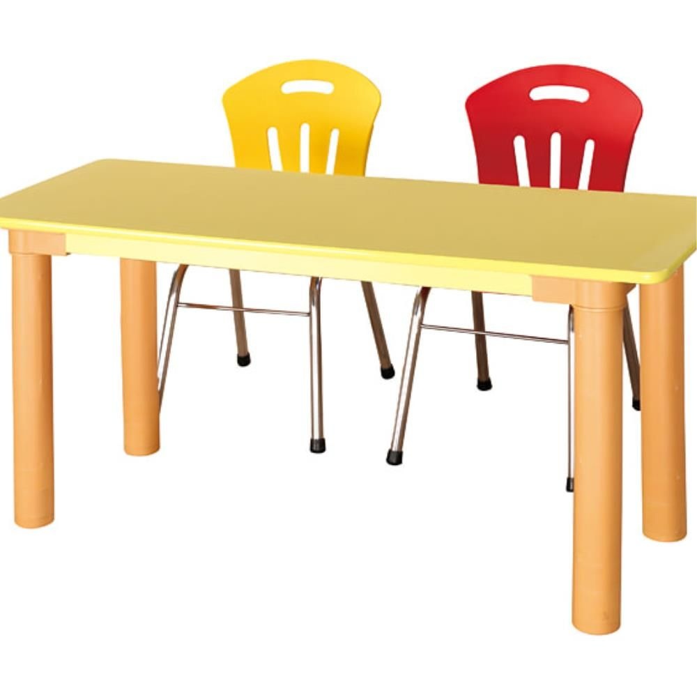 교구샘 유치원 2인용 노란색 어린이 간식책상 방과후교실 낮은탁자 벽붙
