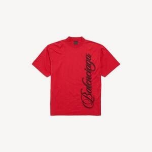 [해외] 「프랑스 최신상」 발렌시아가 남자 Cursive 티셔츠 미디엄 핏 레드 블랙 764235TTVM76167 국내 A/S 가능