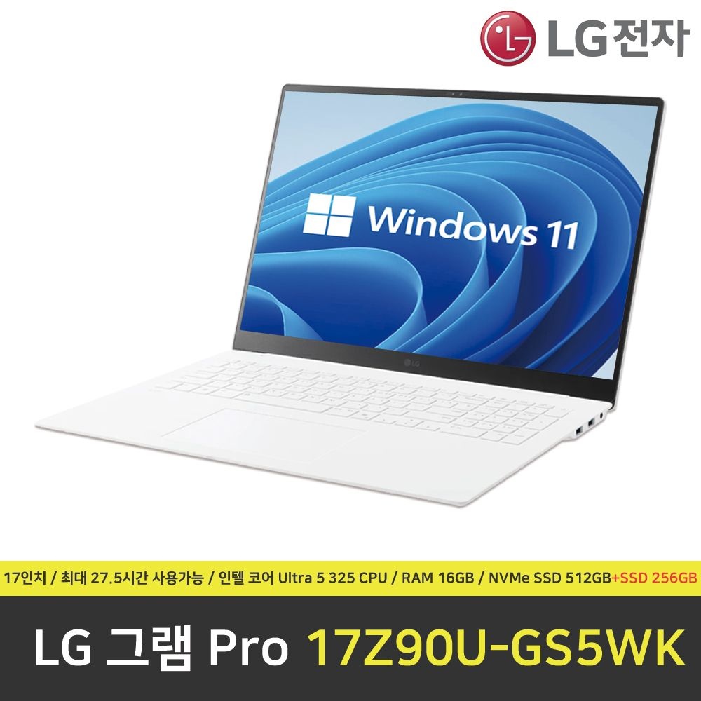 LG전자 LG 그램 프로 17Z90U-GS5WK 노트북 / RAM 16GB / NVMe SSD 512GB+NVMe SSD 256GB