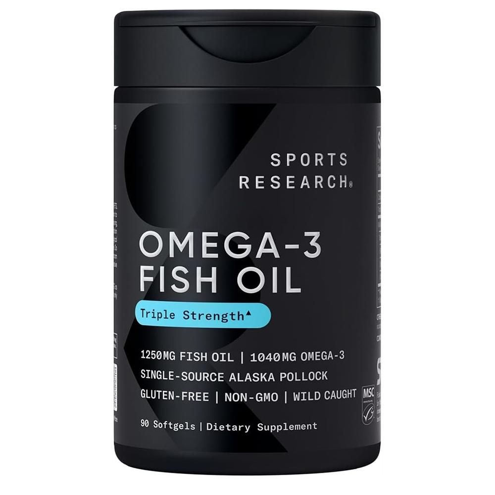 [해외] 스포츠리서치 오메가3 피쉬오일 90정 1팩 Sports Research Triple Strength Omega 3 Fish Oil - Burpless