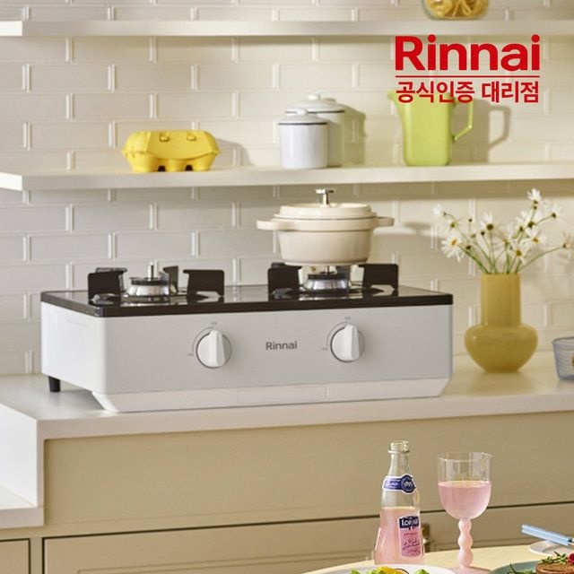 린나이 2구 과열방지 가스레인지 RTR-642BJ 24년 신제품 AA 전면건전지 펄실버 HM