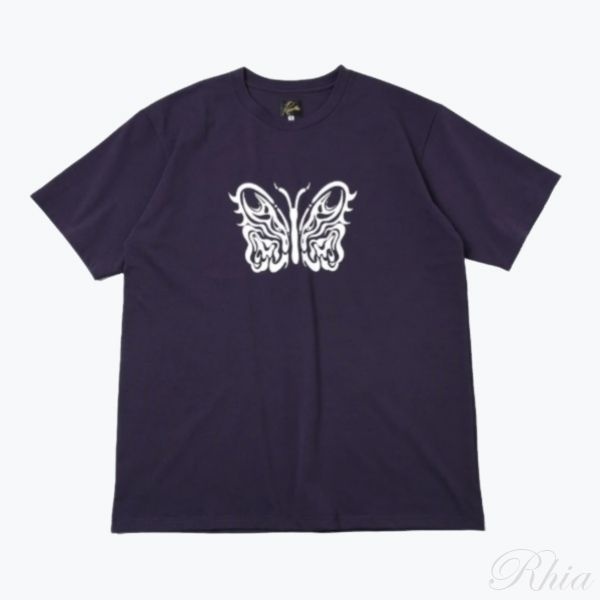 NEEDLES 니들스 25 x 카에 타나카 S 크루넥 티 폴리 저지 KT 빠삐용 에그플랜트 QV433 반팔티 파피용