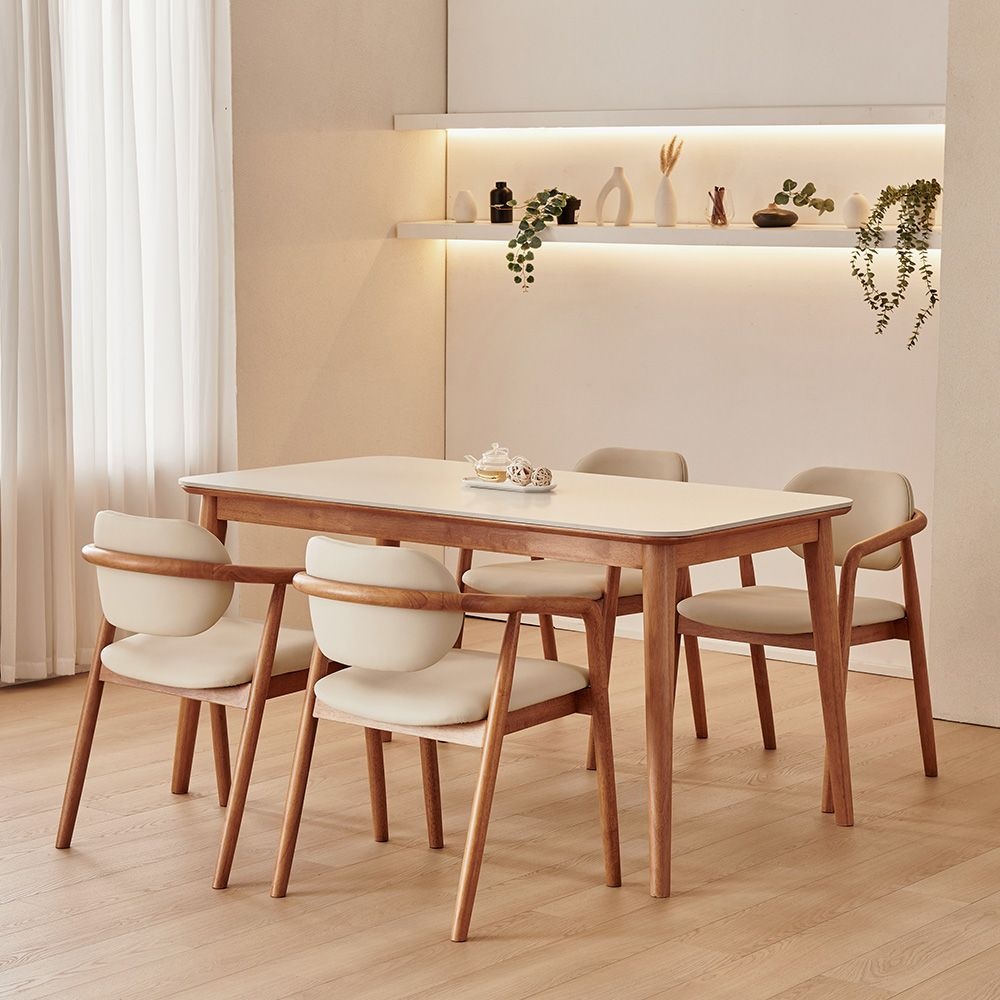 로라 4인용 원목 세라믹 식탁 세트 1400 (의자4) DF927585