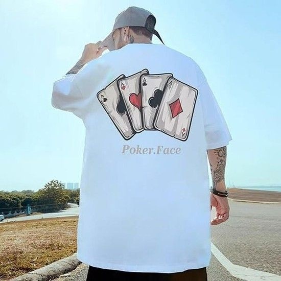 [프로셀러] 남성 프린팅 반팔티 오버핏 포커티셔츠 (17116971A)