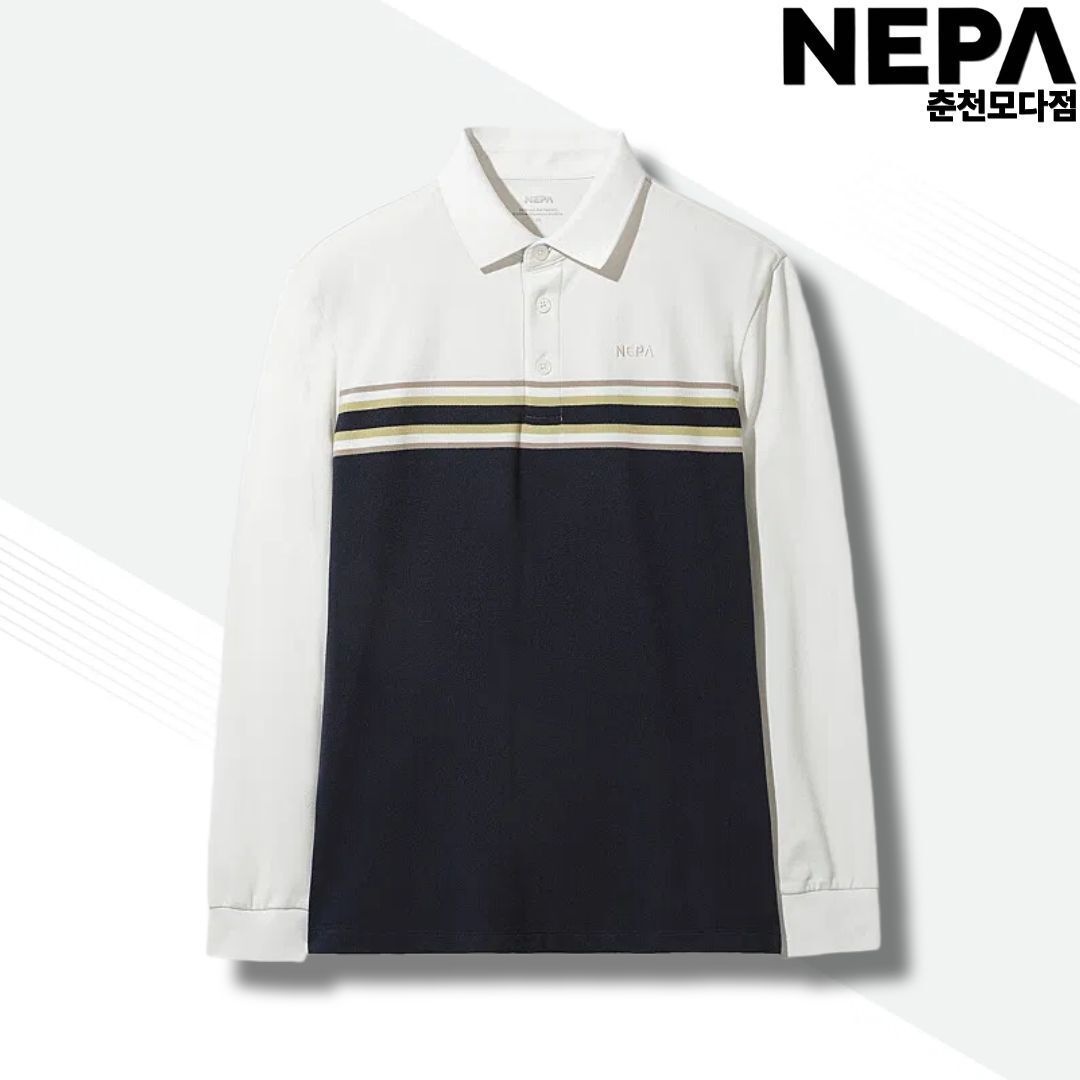 네파 네파 남성 기능성 기 카라티 긴팔 티셔츠 스트라이프 패턴 브러쉬 폴로 7L75213 M04