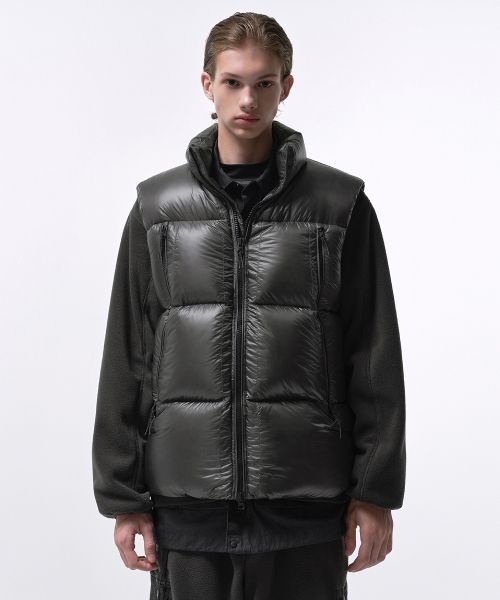 무신사 스탠다드 스탠다드 시티 레저 시어 립스탑 더블 포켓 다운 패딩 베스트 그레이 1623493