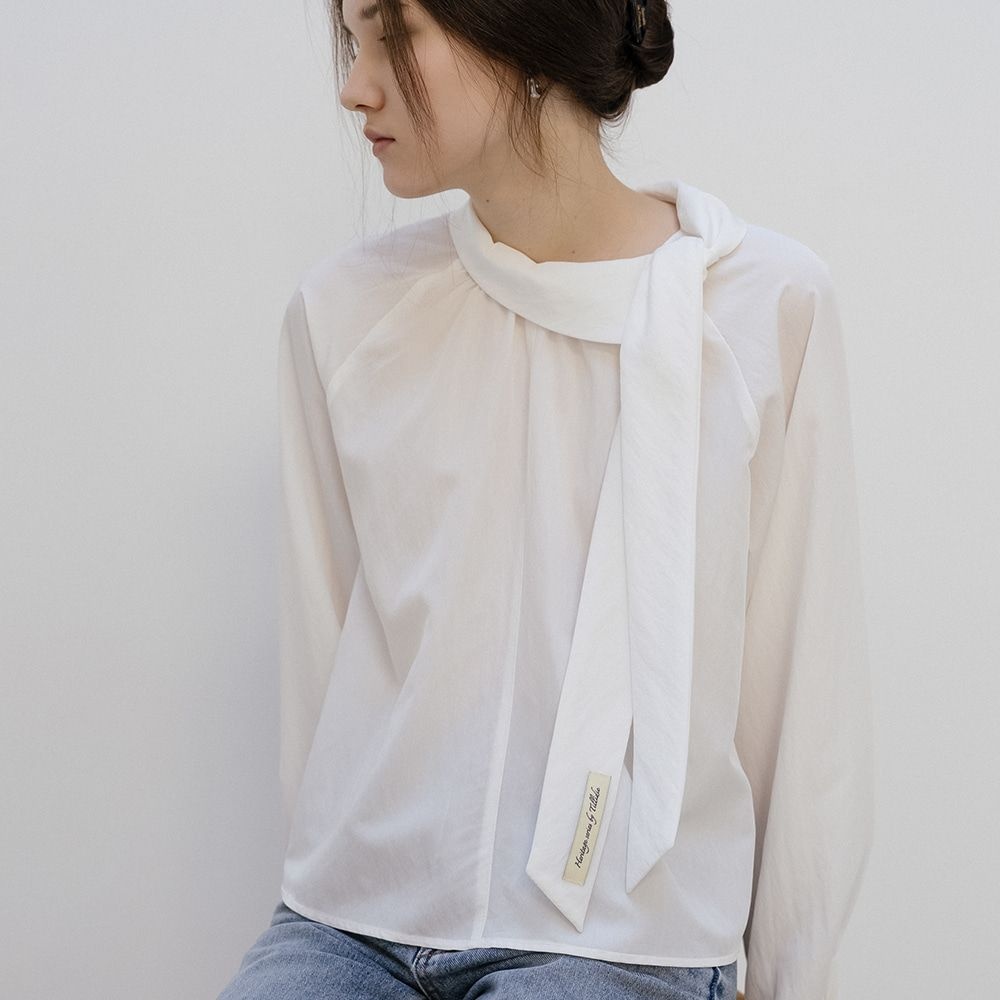 Scarf tie detail blouse [TISP05BL03]_Ivory
