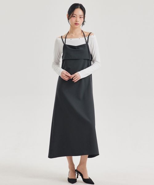 TOPGIRL 홀터 레이어드 롱 드레스_T611DS500