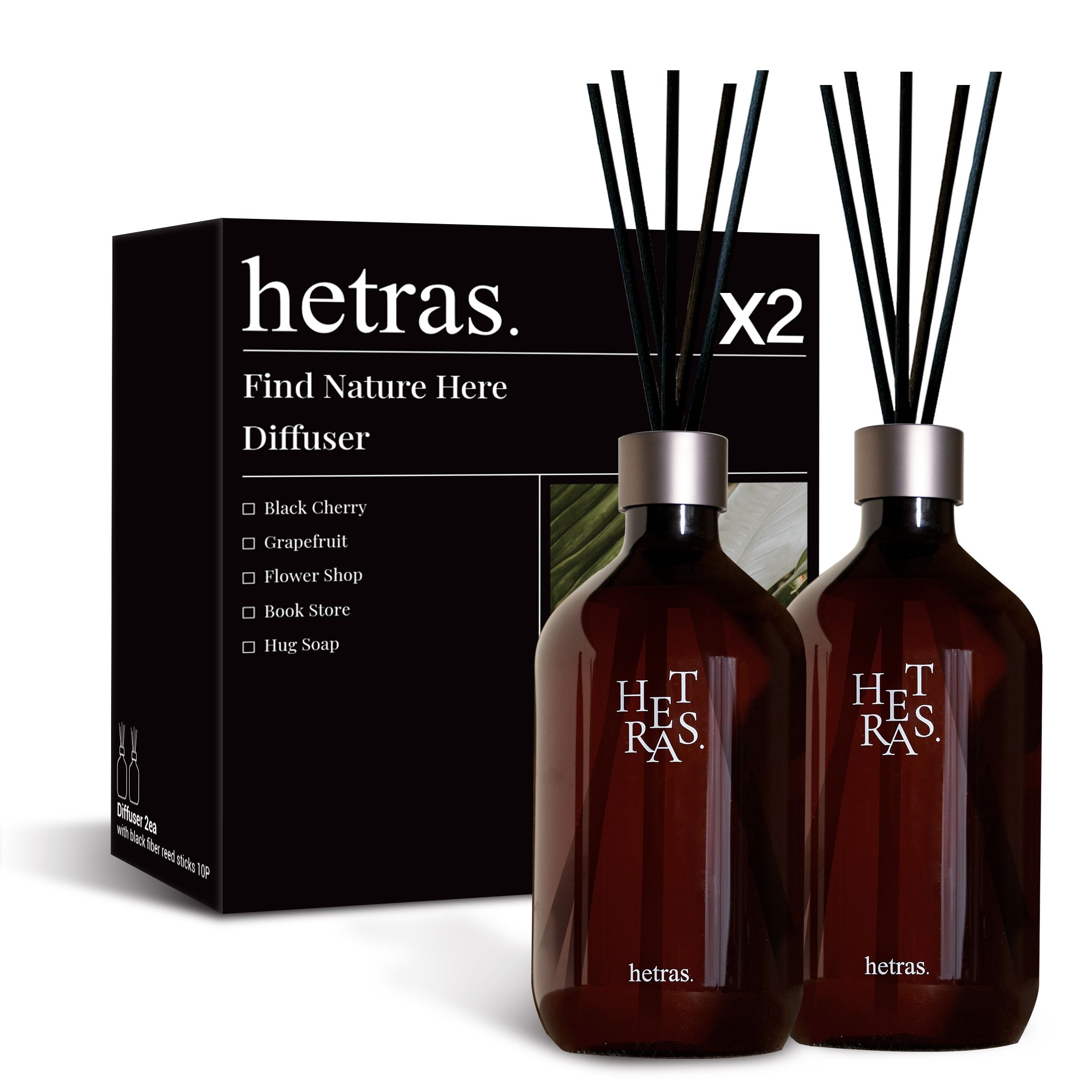 헤트라스 프리미엄 대용량 디퓨저 500ml 2개 선물세트 실내 방향제 인테리어