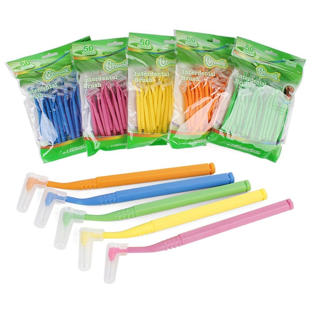 cleanpik 대용량 휴대용 L형 일회용치실 클린픽 치석제거 치간칫솔 치솔 50P