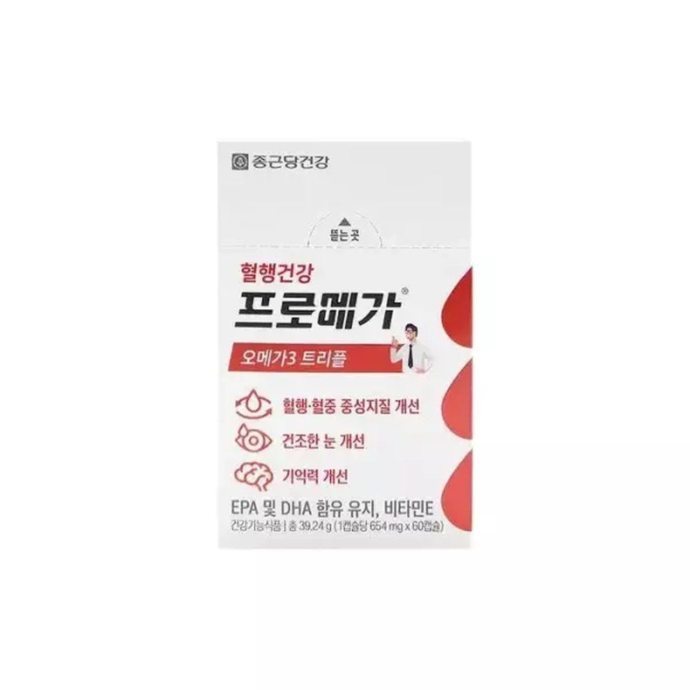종근당건강 종근당건강 혈행개선 트리플 오메가3 장용성캡슐 프로메가 654mg 60캡슐 1박스
