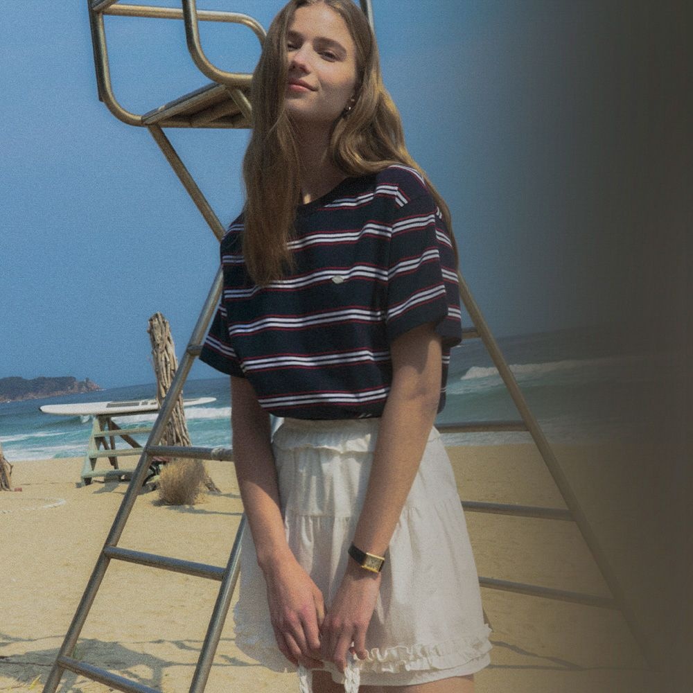 Multi stripe cotton t-shirt_Navy