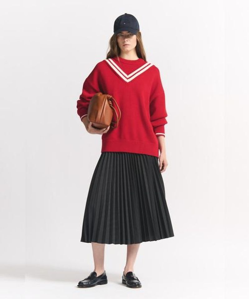 타미힐피거 TOMMY HILFIGER 바시티 티핑 브이넥 스웨터 T22G1KTO053WT1XLD 162248