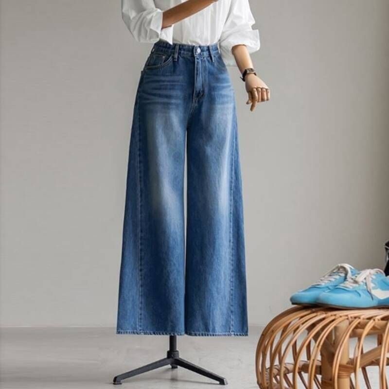 Apel 사이드 절개 와이드 데님[데님DR549]