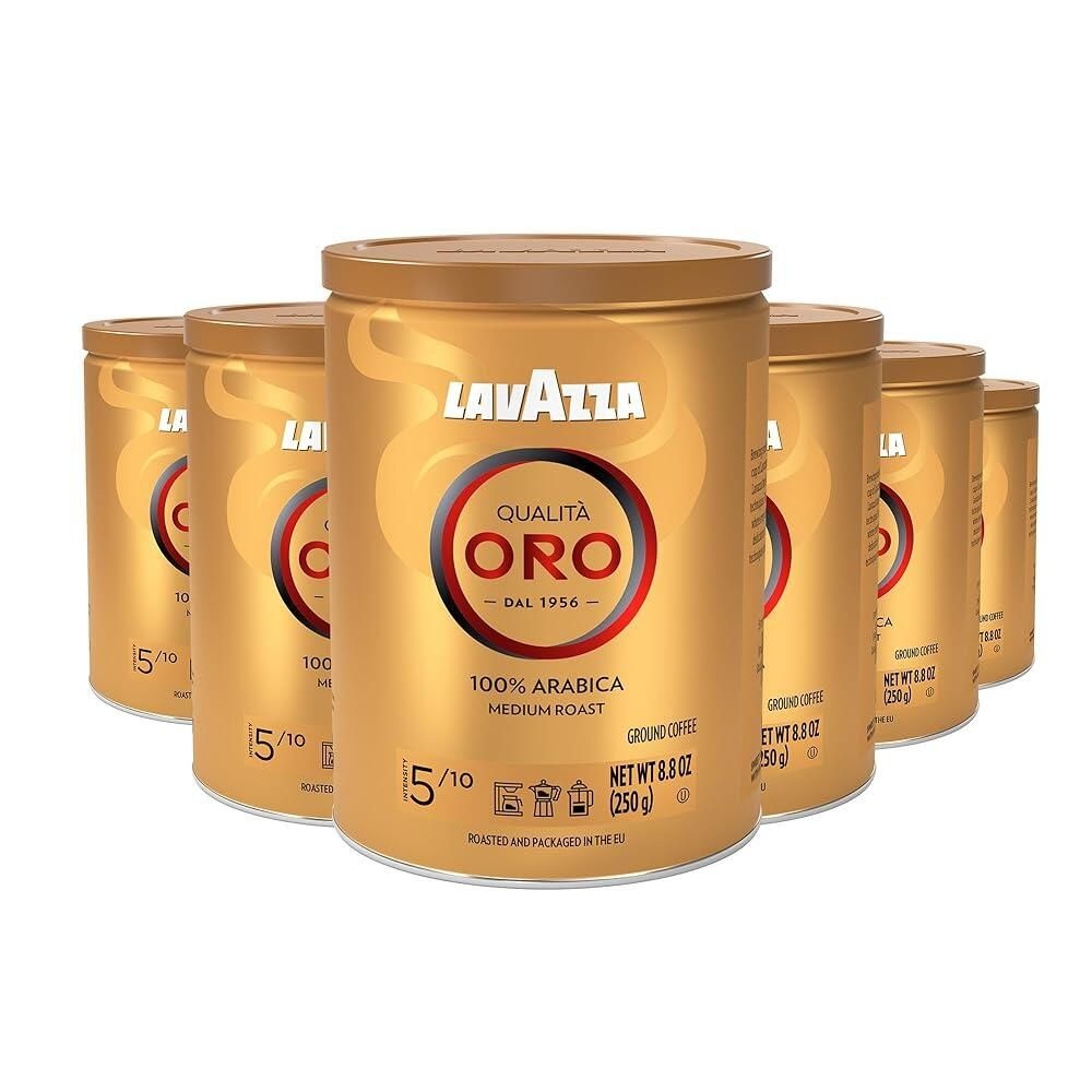 Lavazza 퀄리타 오로 그라운드 커피 블렌드, 미디엄 로스트, 8.8온스, 6개 팩, 이탈리아, 논GMO, 스위트 아로마 플레이