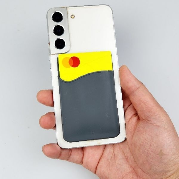 모바일 후면 접착 카드 홀더 교통카드 신분증 보관 슬림 수납 파우치 휴대전화