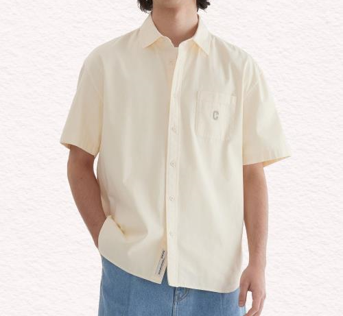 커버낫 COVERNAT C 로고 피그먼트 옥스포드 하프 셔츠 Lemon CO2502SS31LM 293877