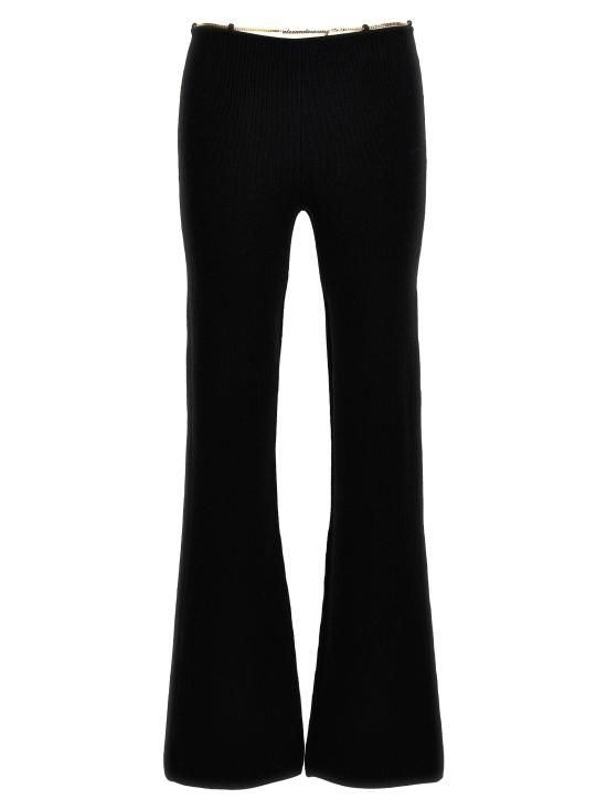 [해외] 알렉산더왕 24SS 알렉산더 왕 스트레이트 팬츠 금색 이름표 체인 바지 검정색