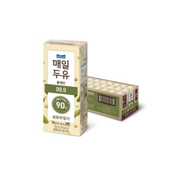 매일두유 99.9 플레인 190ml x 24팩 무설탕 식물성 단백질 보충제 음료