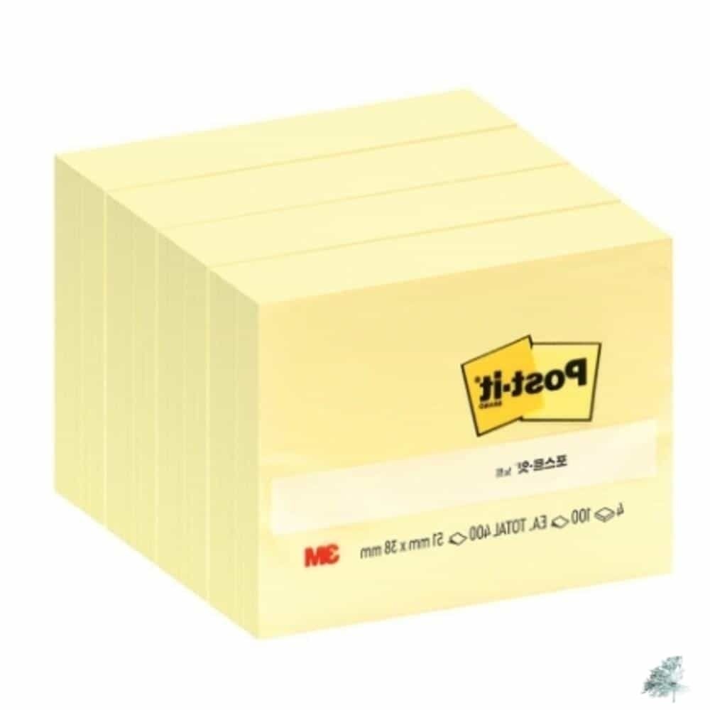 별봄샤인 포스트잇 일반 653-4 노랑 100매X4패드 15개입 예쁜메모지 모니터메모지 떡메