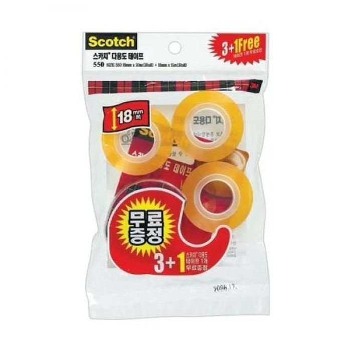 [패션플러스][주식회사 브이와이][JH1RN1R4_52CK]다용도 테이프 3M 550 3 18X30m 3plus1롤 (30605786A)
