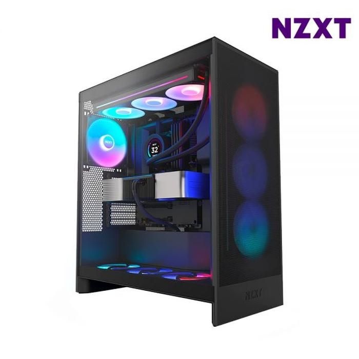 NZXT 미들타워 PC케이스 조명 사무실 H7 FLOW RGB V2 블.랙