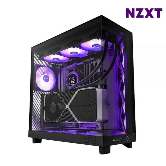 NZXT NZXT PC케이스 RGB 미들타워 강화유리 케이블 관리 H6 FLOW 블.랙