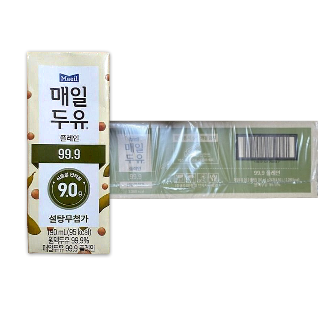 매일두유 99.9 플레인 190ml x 24팩   저당두유 두유 단백질