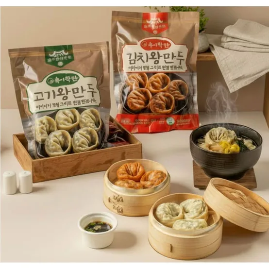 전주한옥 만두 맛집 속이 꽉찬 국내산 김치왕만두 고기왕만두 1.05kg 2개