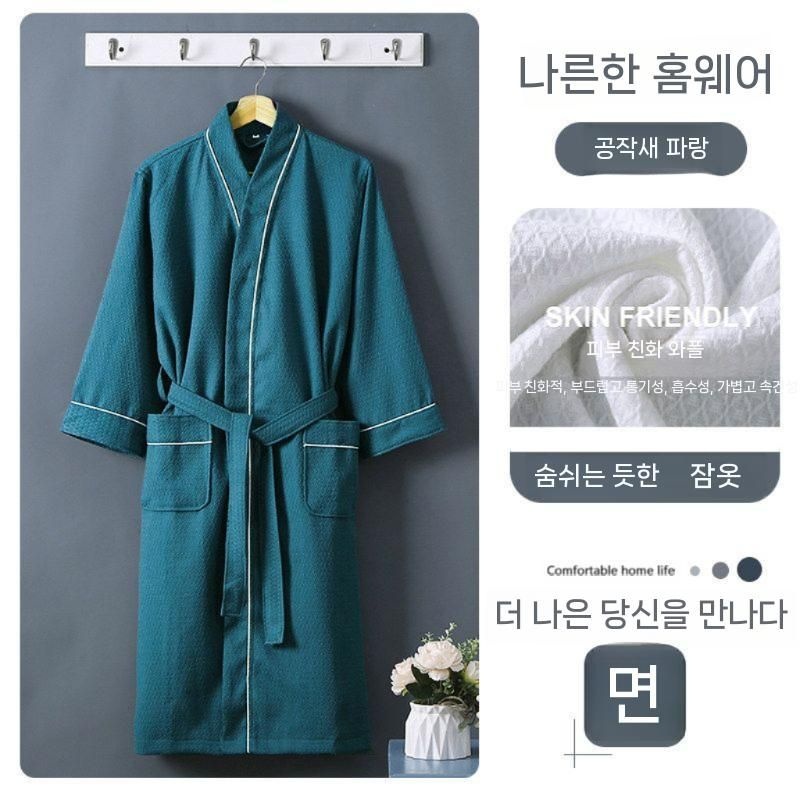 [해외] 남성용 빅사이즈 로브 샤워 활동성 가운 잠옷 간절기 쌀쌀함 유카타