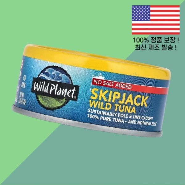 Wild Planet [해외] 와일드 플래닛 가다랑어 참치 소금 무첨가 5온스 142g Wild Planet Skipjack Tuna No Salt Added 5oz