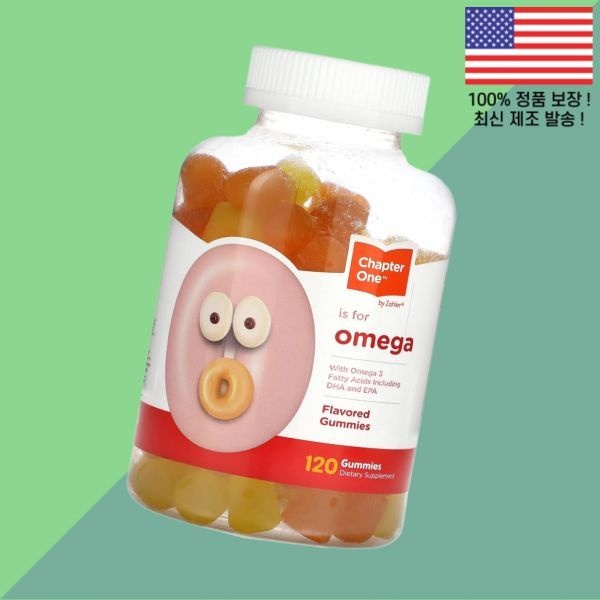 Chapter One [해외] 1장 오메가3 DHA EPA 피쉬오일 오메가쓰리 팻산 DHA가 오메가 젤리 구미 맛 120젤리 Chapter One Omega Gummies 3 Fatty Acids Flavo