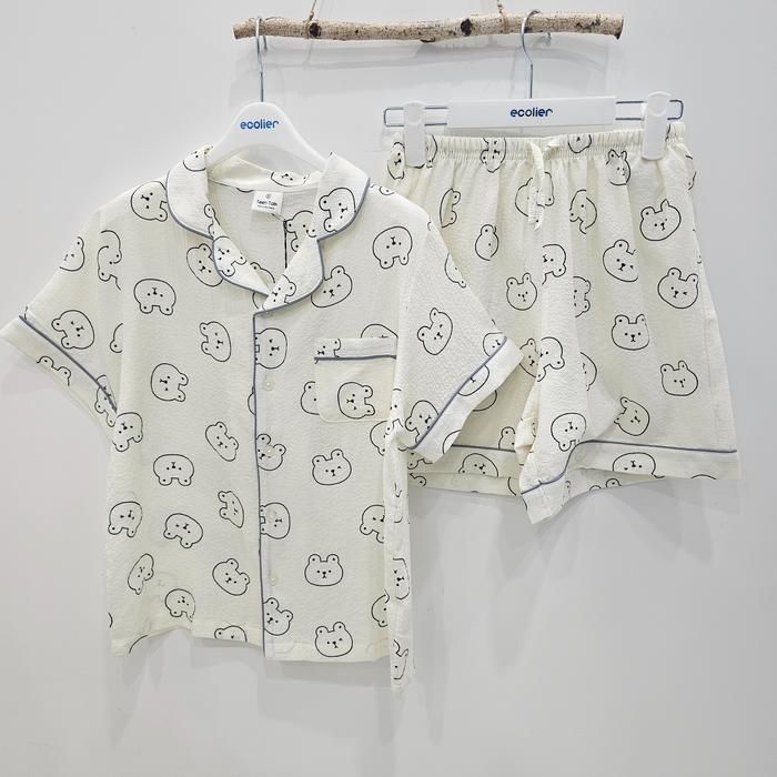 [에꼴리에][시흥모다] 에꼴리에 주니어 쿨 시어서커 카라 파자마 잠옷세트 26OP753_SH