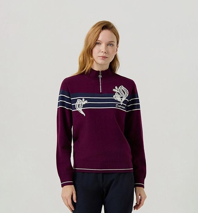 [슈페리어][슈페리어] 여성 반집업 하이넥 스웨터 보르도 (IW0FTST40187)