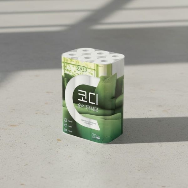 쌍용씨앤비 코디 순수한 데코 3겹 롤화장지 30m 30롤 3팩 두루마리 휴지