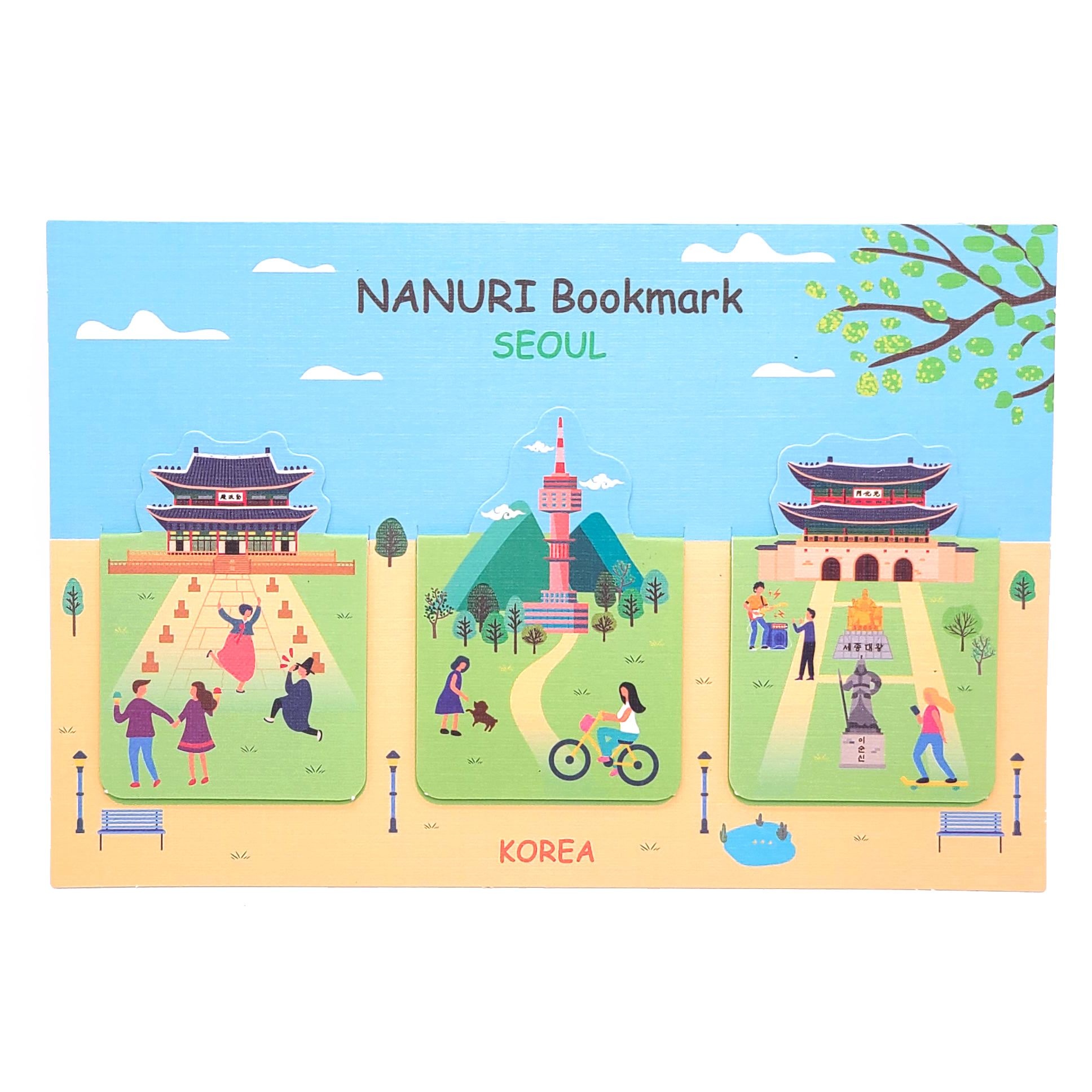 [온누리상품] 낮 서울 관광 북마크 책갈피 3개세트(광화문, 남산타워, 경복궁) 기념품 선물 Bookmark