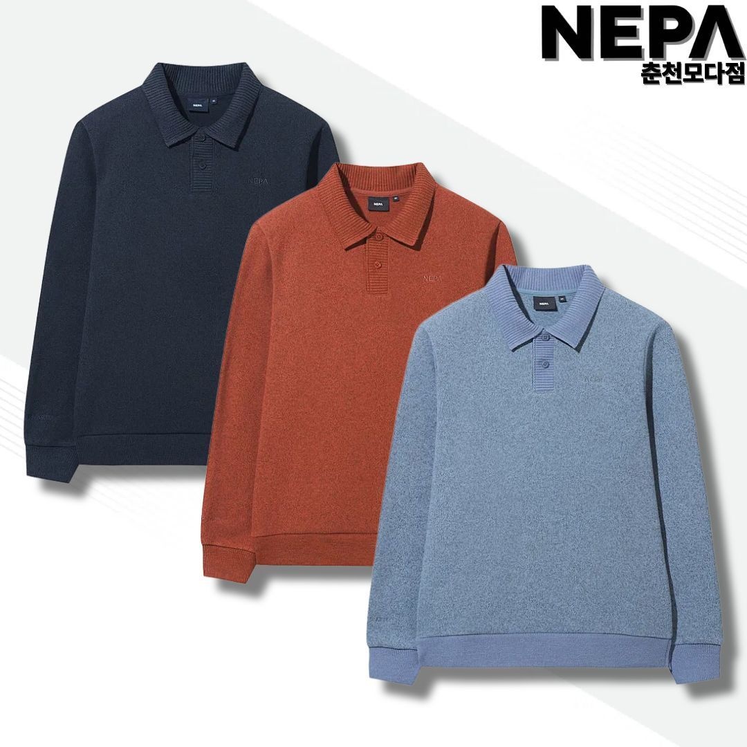 네파 네파 남성 카라티 스웨터 폴로티셔츠 캐주얼 기모 보온성 니트 그라티아 폴로티 7L75243