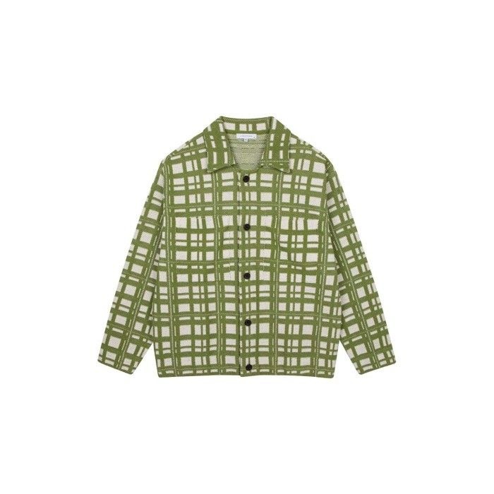 UnKnown [백화점][리버클래시]리버클래시 24S/S 2COL택 1 그린오렌지 체크 자카드 버튼업 니트 자켓 LKS51312