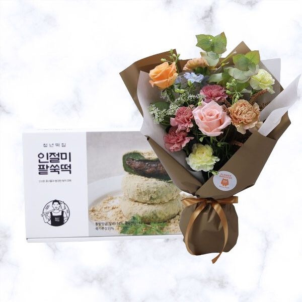 (현대Hmall) 사랑 카네이션+인절미팥쑥떡 어버이날 스승의날 감사 존경 은혜 축하 생신 기념일 생일 선물 꽃배달