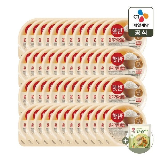 CJ제일제당 햇반 윤기가득 쌀밥 210g x48개+밥이랑 야채 1개 증정
