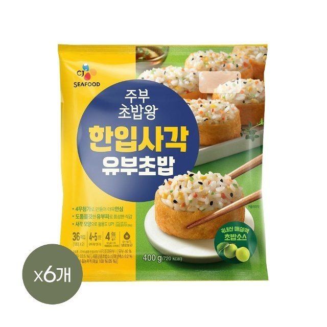 CJ제일제당 주부초밥왕 한입사각 유부초밥 400g x6개
