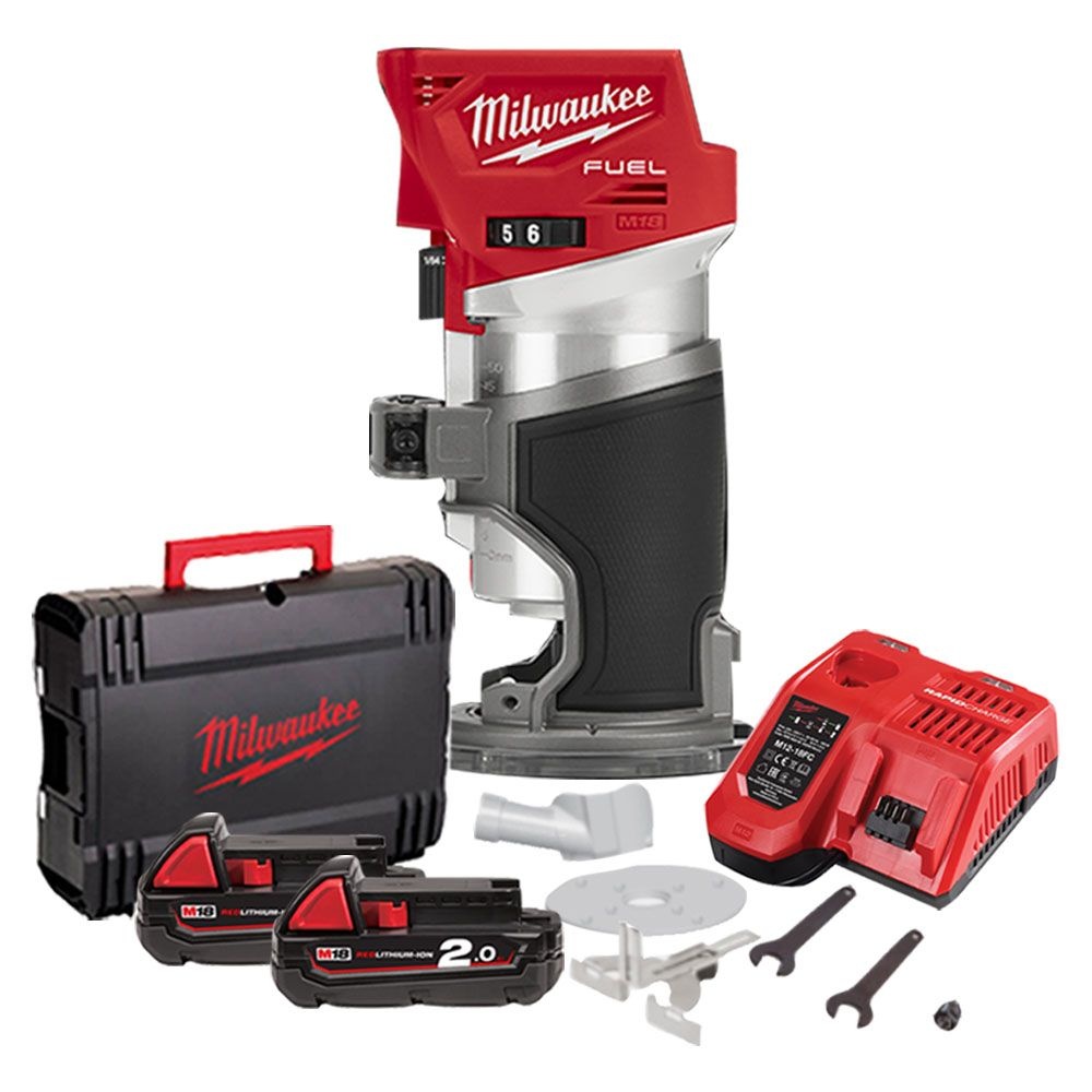 밀워키 M18 FTR-202X 충전 트리머 18V 2.0Ah 배터리 2개 세트