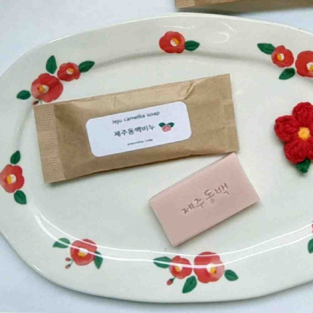 [오늘출발] 올몰 제주 동백 비누 건성용 손비누 클렌징바 속옷비누 향수비누
