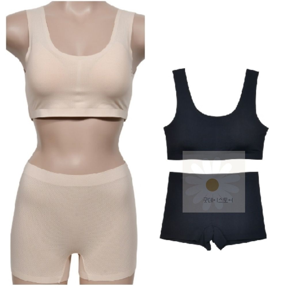 [오늘출발] 굿데이 편해서 매일  입는 심리스 스포츠 브라팬티세트 무압박 자연스러운 핏 노라인 노와이어브래지어 네모팬