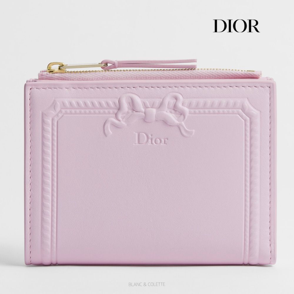 디올 로즈송즈 카프스킨 메달리옹 달리아 반지갑 (DIOR AS보증) 블랑앤꼴레뜨