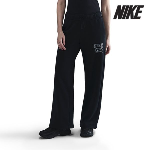 나이키 나이키 [하프클럽]나이키 여성용 팬츠 /a2- HJ0870-010 / 우먼스 클럽 플리스 미드라이즈 와이드레그 그래픽 팬츠