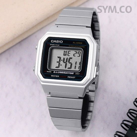 카시오(CASIO) B650WD-1A 복고풍 사각 빈티지 디지털 남녀공용 메탈 시계 d3