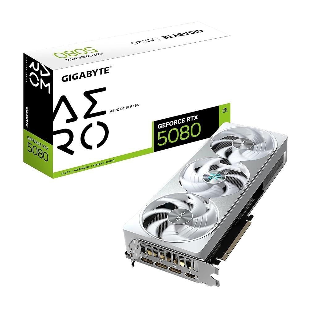 기가바이트 [해외] Gigabyte GeForce RTX 5080 AERO OC SFF 16G 그래픽 카드 - 16GB GDDR7, 256비트, PCI-E 5.0, 2730MHz 코어 클럭, 디스플레이 포트 3개, HDM