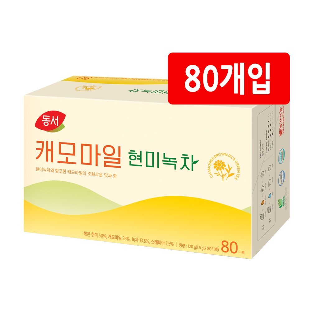 동서 유기농인증 현미녹차 까지 입 캐모마일 1.5g 80개 24개
